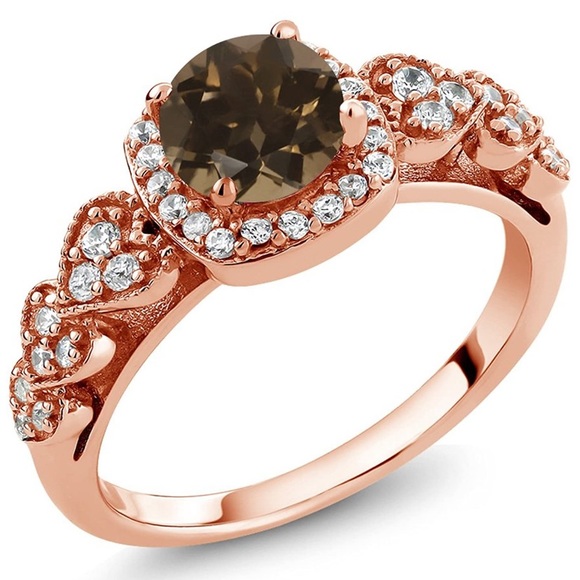 Natural Chocolate Champagne Quartz Ring - Picture 1 of 4